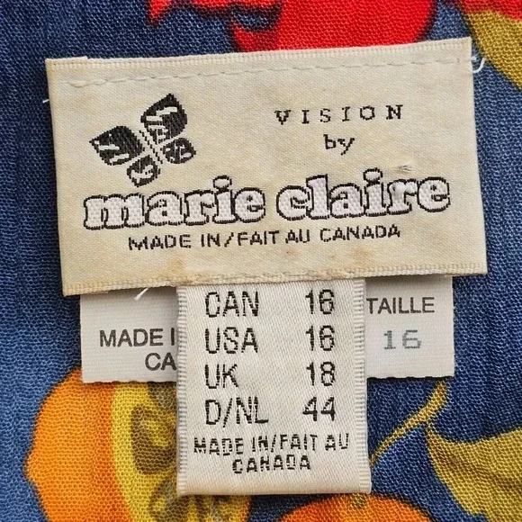 Vtg 80s 90s Short Sleeve Floral / Fruit  Midi Dress Button Front  Canada Sz 16 - Picture 7 of 9